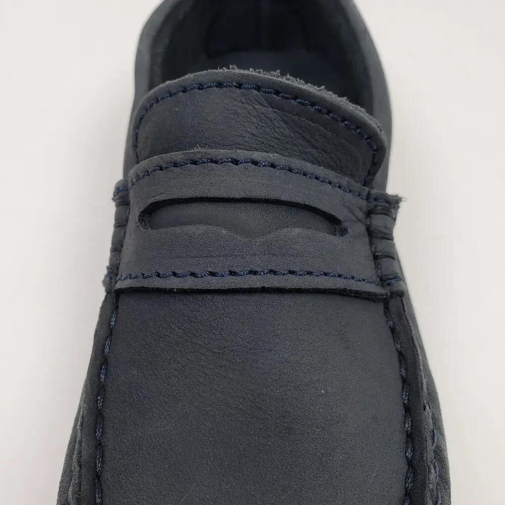 Jacadi Paris Boys Size EU 30 US 13 Navy Blue Leather Slip On Driving Loafer Shoe